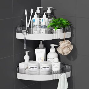 uifer 2-pack corner shower caddy shelves - bathroom storage organizers for shampoo, conditioner, soap, and more - removable, no-drill design for easy installation - ideal for bathrooms and kitchens