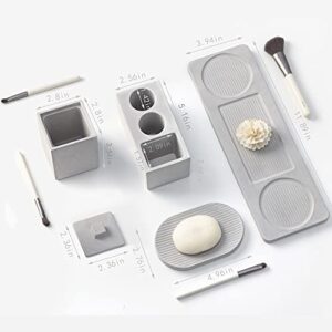 Bathroom Accessory Set Grey, Toothbrush Holder Set Diatomite, Bathroom Accessories Countertop Complete with Electric Toothbrush Holders, Soap Dish Set