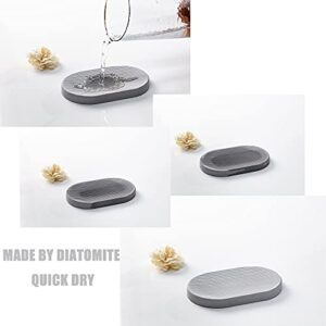 Bathroom Accessory Set Grey, Toothbrush Holder Set Diatomite, Bathroom Accessories Countertop Complete with Electric Toothbrush Holders, Soap Dish Set