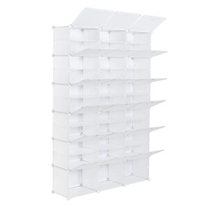 designscape3d 12-tier portable 72 pair shoe rack organizer 36 grids tower shelf storage cabinet stand expandable for heels, boots, slippers, white