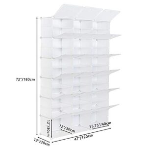 DESIGNSCAPE3D 12-Tier Portable 72 Pair Shoe Rack Organizer 36 Grids Tower Shelf Storage Cabinet Stand Expandable for Heels, Boots, Slippers, White