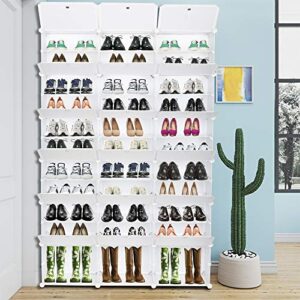 DESIGNSCAPE3D 12-Tier Portable 72 Pair Shoe Rack Organizer 36 Grids Tower Shelf Storage Cabinet Stand Expandable for Heels, Boots, Slippers, White