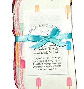 1 Ply Printed Flannel 8x8 Inches Little Wipes Set of 5 Snack Attack