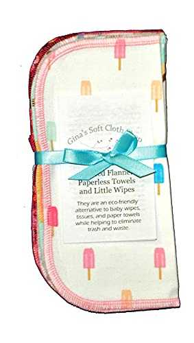 1 Ply Printed Flannel 8x8 Inches Little Wipes Set of 5 Snack Attack