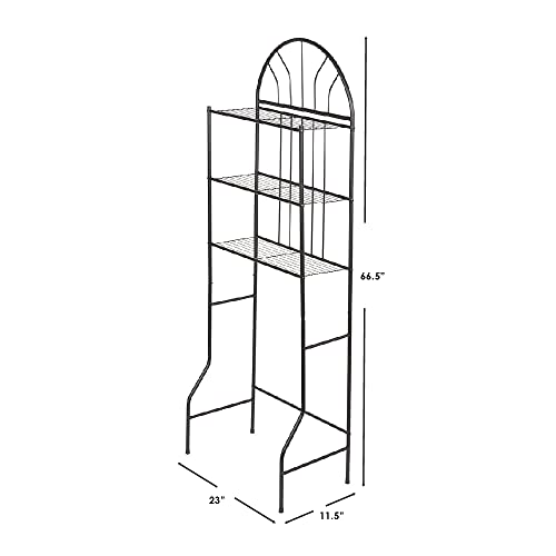 Home Basics Steel Space Saver for Bathroom (Black) | Bathroom Space Savers for Tissues, Towels, Makeup, and Beauty Supplies | Space Saver Bathroom with 3 Shelves and Non-Skid Feet