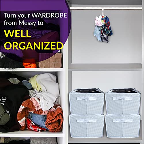 Large Sturdy Wardrobe Clothes Organizer – 17 x 11 x 8.6-inch Clothes Organizer for Folded Clothes – 2-Pcs Foldable Wardrobe Boxes with 9 Slots Each – Pants Organizers with Rotating Hooks Hanger