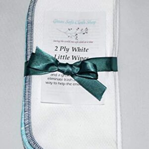 2 Ply 8x8 Inches White Cotton Birdseye Little Wipes Set of 10 Assorted Blues and Greens