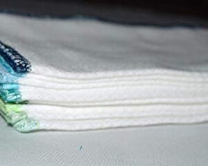 2 Ply 8x8 Inches White Cotton Birdseye Little Wipes Set of 10 Assorted Blues and Greens