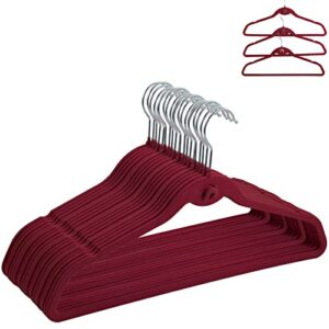 atzjoy velvet hangers, non slip 360 degree swivel hook strong and durable clothes hangers for coats, suit, shirt, pants & dress clothes(50 pack burgundy)