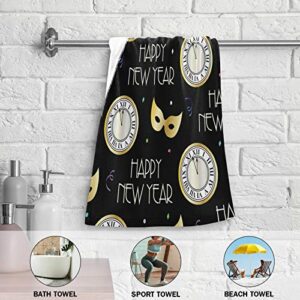 Hand Towel 2pack Happy New Year Clock 28x14.5 inch Ultra Soft Highly Absorbent Bath Towel Kitchen Dish Guest Towel Home Bathroom Decor