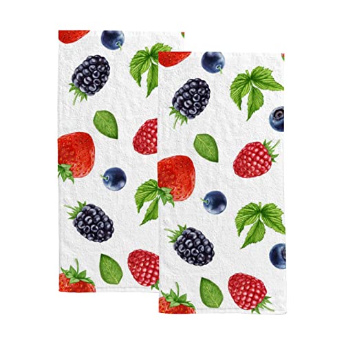 Vantaso Bath Hand Kitchen Towels Berries Face Towel 2 Pack Washcloth Soft Quick Dry Super Absorbent Bathroom