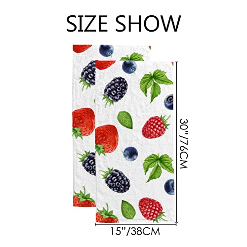 Vantaso Bath Hand Kitchen Towels Berries Face Towel 2 Pack Washcloth Soft Quick Dry Super Absorbent Bathroom