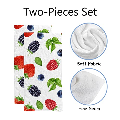 Vantaso Bath Hand Kitchen Towels Berries Face Towel 2 Pack Washcloth Soft Quick Dry Super Absorbent Bathroom