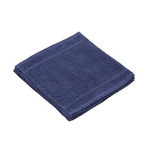 linteum textile (12-pack, 13x13 in, navy blue) washcloths face towels, 100% soft cotton
