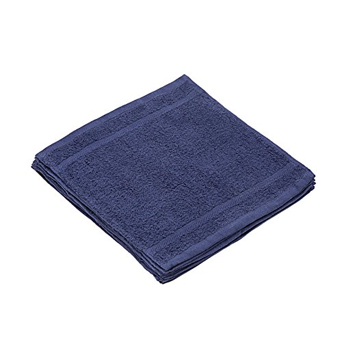 Linteum Textile (12-Pack, 13x13 in, Navy Blue) WASHCLOTHS Face Towels, 100% Soft Cotton