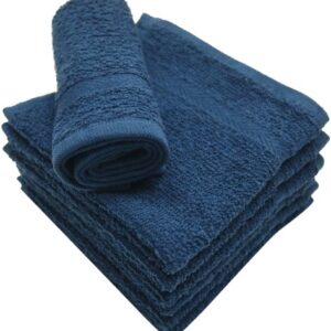 Linteum Textile (12-Pack, 13x13 in, Navy Blue) WASHCLOTHS Face Towels, 100% Soft Cotton