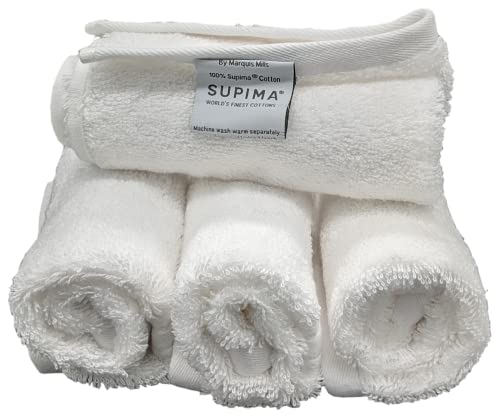 Marquis Mills Set of 24-14" x 14" White Washcloths Embrace Collection Luxurious Super Soft Supima Cotton