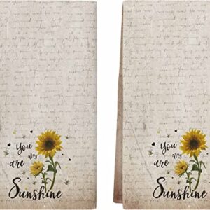 VDLBT Sunflower Dish Towels You are My Sunshine Kitchen Towels Dishcloth Fingertip Hand Towel Rustic Retro Soft Tea Towel Set of 2