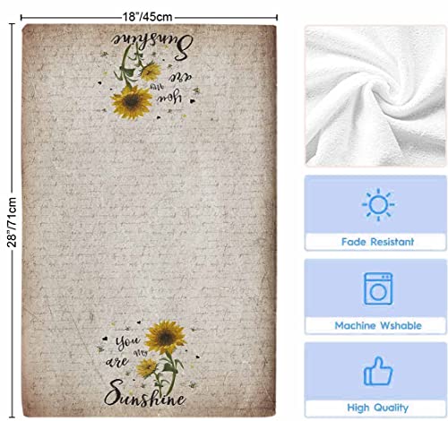 VDLBT Sunflower Dish Towels You are My Sunshine Kitchen Towels Dishcloth Fingertip Hand Towel Rustic Retro Soft Tea Towel Set of 2