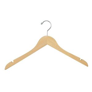 wood hangers (pack of 100) – wishbone wooden retail hanger with chrome hook, no bar, 17", natural wood