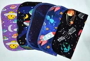 2 ply printed flannel 8x8 inches set of 5 out of this world