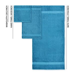 DJ Doris Bath Towels Set 6 Pack,2 Bath Towel,2 Hand Towel and 2 Washcloth,650 GSM,100% Cotton,Quick Dry,Ultra Soft and Highly Absorbent Luxury Hotel Quality for Bathroom (Blue)