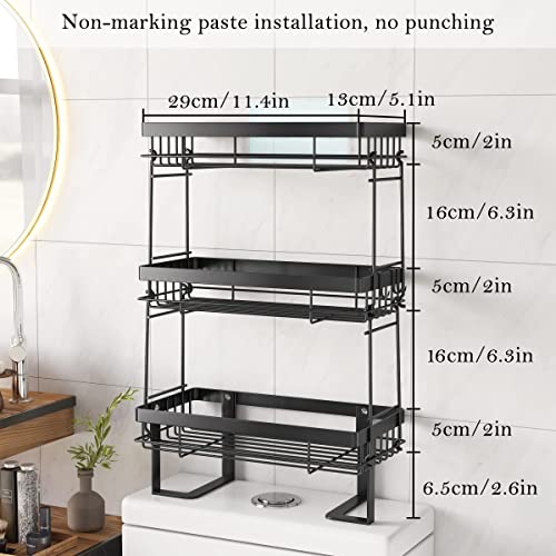 COVAODQ Over The Toilet Storage 3 Tier Bathroom Organizer Shelves Multifunctional Over Toilet Bathroom Organizer, No Drilling with Wall Mounting Space Saver