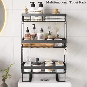 COVAODQ Over The Toilet Storage 3 Tier Bathroom Organizer Shelves Multifunctional Over Toilet Bathroom Organizer, No Drilling with Wall Mounting Space Saver