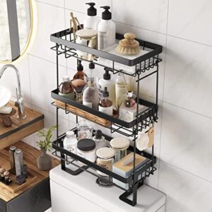 COVAODQ Over The Toilet Storage 3 Tier Bathroom Organizer Shelves Multifunctional Over Toilet Bathroom Organizer, No Drilling with Wall Mounting Space Saver