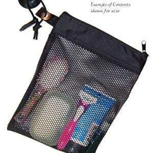 Mesh Caddy, Quick Dry Shower Tote Bag Hanging Toiletry and Bath Organizer with Suction Cup Clip Cord, Black, Rugged - Better Made in USA