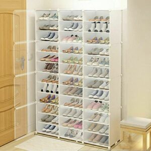 12-tiers portable shoe rack organizer shelf storage cabinet stand expandable for heels, boots, slippers, diy shoe storage shelf organizer, plastic shoe organizer for entryway, shoe cabinet with doors