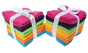 dii basic bulk pack cotton washcloth set, 12x12, bright rainbow, 24 piece