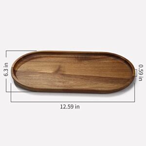 DOCMON Wooden Bathroom Tray Vanity Trays, Toilet Tank Tray Perfume Cosmetics Tray for Bathroom Countertop Dresser Tops, Wood Serving Trays for Food &Home Decor (Oval)