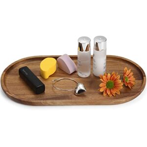 docmon wooden bathroom tray vanity trays, toilet tank tray perfume cosmetics tray for bathroom countertop dresser tops, wood serving trays for food &home decor (oval)