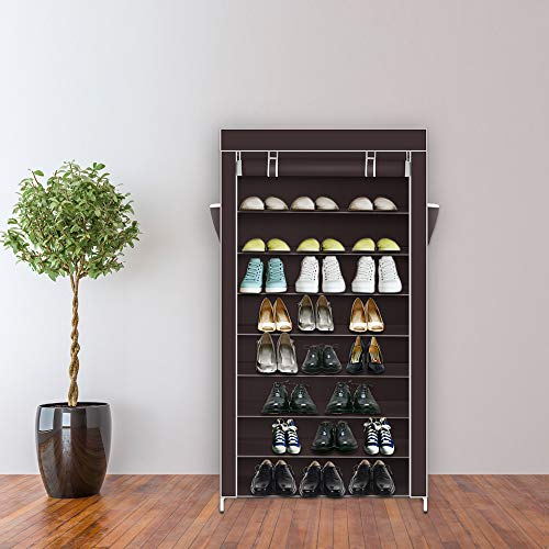 MUYIASER 10 Tier Shoe Rack，with Dustproof Cover Free-Standing Widen Shoe Storage Organizer for Closet，Hold 40-50 Pairs of Shoes,Non-Woven Shoe Storage Cabinet， for Closet, Entryway