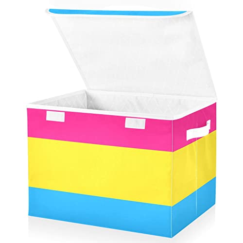 Krafig Novelty Rainbow Flag Foldable Storage Box Large Cube Organizer Bins Containers Baskets with Lids Handles for Closet Organization, Shelves, Clothes, Toys