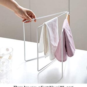 Jitejoe Home Kitchen Countertop Dishcloth Drying Rack, 3 Arms Folding Dishcloth Holder, Hand Towel Stand Rack, White Dishcloth Storage Rack Size 10.83 x 0.98 x 9.84 Inch (White Folding Rag Rack)