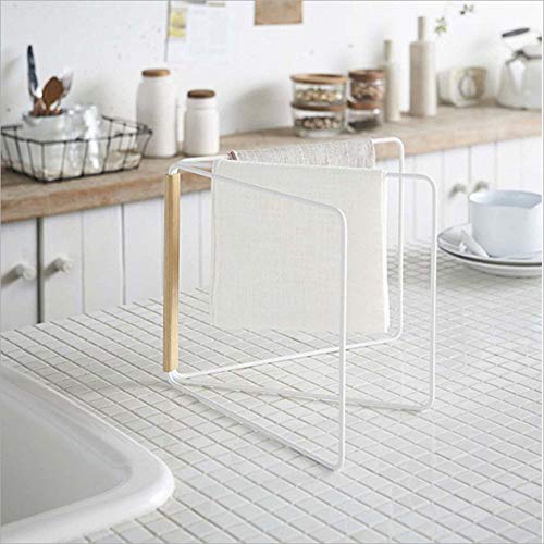 Jitejoe Home Kitchen Countertop Dishcloth Drying Rack, 3 Arms Folding Dishcloth Holder, Hand Towel Stand Rack, White Dishcloth Storage Rack Size 10.83 x 0.98 x 9.84 Inch (White Folding Rag Rack)