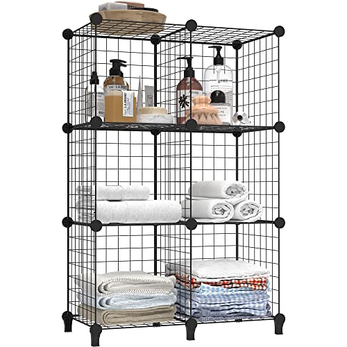 HOMIDEC Closet Organizers and Storage, 6 Storage Cubes, Wire Cube Storage DIY Room Storage Shelf for Garment Racks, Closet, Wardrobe