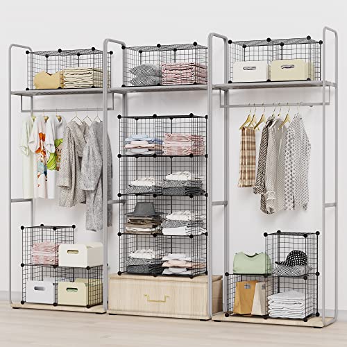 HOMIDEC Closet Organizers and Storage, 6 Storage Cubes, Wire Cube Storage DIY Room Storage Shelf for Garment Racks, Closet, Wardrobe