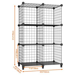 HOMIDEC Closet Organizers and Storage, 6 Storage Cubes, Wire Cube Storage DIY Room Storage Shelf for Garment Racks, Closet, Wardrobe