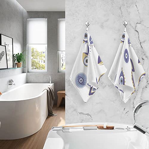 ZENWAWA Hand Towels Various Evil Eye Print, Cotton Bath Towels Drying Face Hands Body Thin Water Absorbent Lightweight Quickdry Washcloth for Bathroom Ktichen Travel Gym 2 Pack 16×28 in