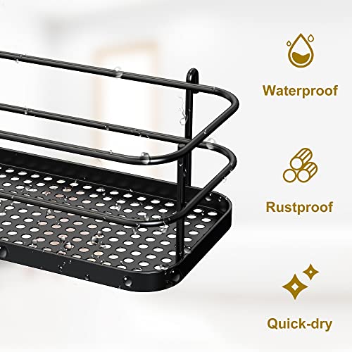 Thideewiz 5 Tier Over the Shower Door Caddy, Adjustable Rustproof Shower Organizer, Black Hanging Shower Storage for Inside Shower