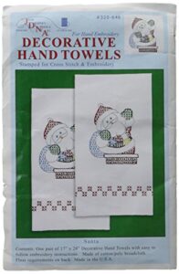 jack dempsey stamped decorative hand towel pair 17"x28", santa
