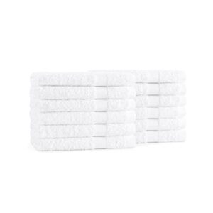 Arkwright Admiral Spa Wash Cloths Bulk - (Pack of 12) Lightweight Absorbent Bathroom Washcloths, Quick Dry Linen, Perfect for Home, Resort, Spa, and Shower, 12 x 12 in, White