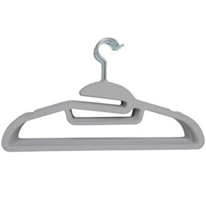 simplify 24 pack ultimate velvet hangers with collar, tie & scarf bar, cami tank hooks, huggable space saver, 16.125"x 9"x .1875", gray
