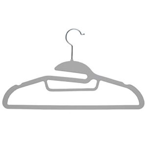 Simplify 24 Pack Ultimate Velvet Hangers with Collar, Tie & Scarf Bar, Cami Tank Hooks, Huggable Space Saver, 16.125"x 9"x .1875", Gray