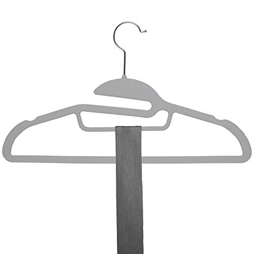 Simplify 24 Pack Ultimate Velvet Hangers with Collar, Tie & Scarf Bar, Cami Tank Hooks, Huggable Space Saver, 16.125"x 9"x .1875", Gray