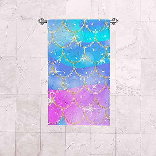 BEAUPPY Bath Hand Kitchen Towels Mermaid Rainbow Set of 2 Soft Absorbent Washcloths Dish Towel Unicorn for Bathroom Home