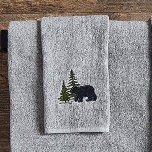 black forest decor bear & pine tree fingertip towel